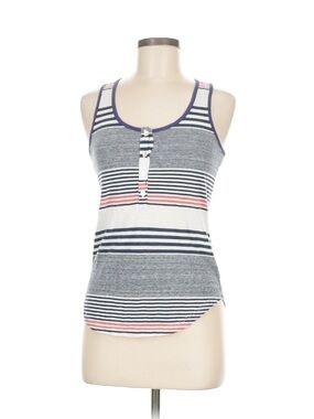 LA made Striped Scoop Tank in Gray, Navy & Coral